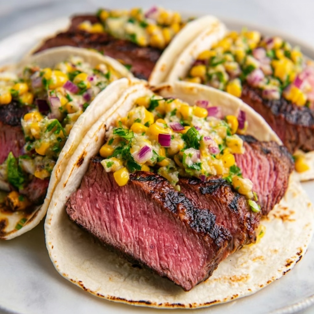 Grilled Elote Steak Tacos Recipe - Recipe Image