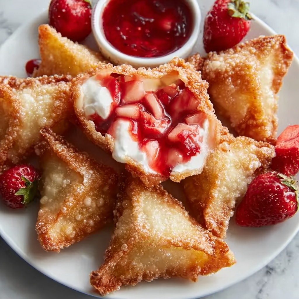 Deep-Fried Strawberry Cheesecake Stuffed Wonton Bites Recipe - Recipe Image