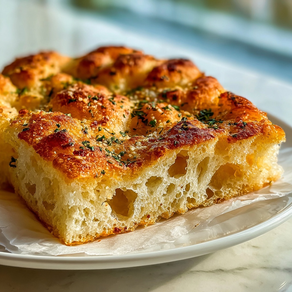 Crispy And Cheesy Garlic Parmesan Focaccia Bread Recipe - Recipe Image