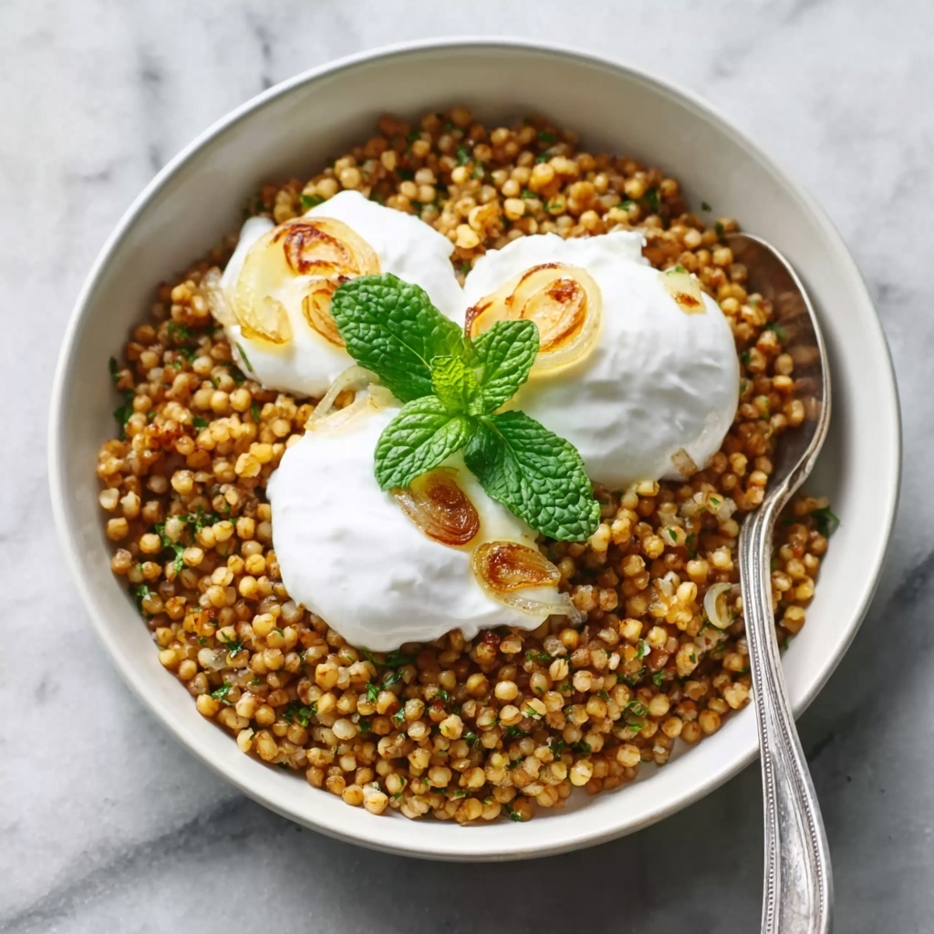 Mujaddarat Bulgur with Cucumber Mint Yogurt Recipe - Recipe Image