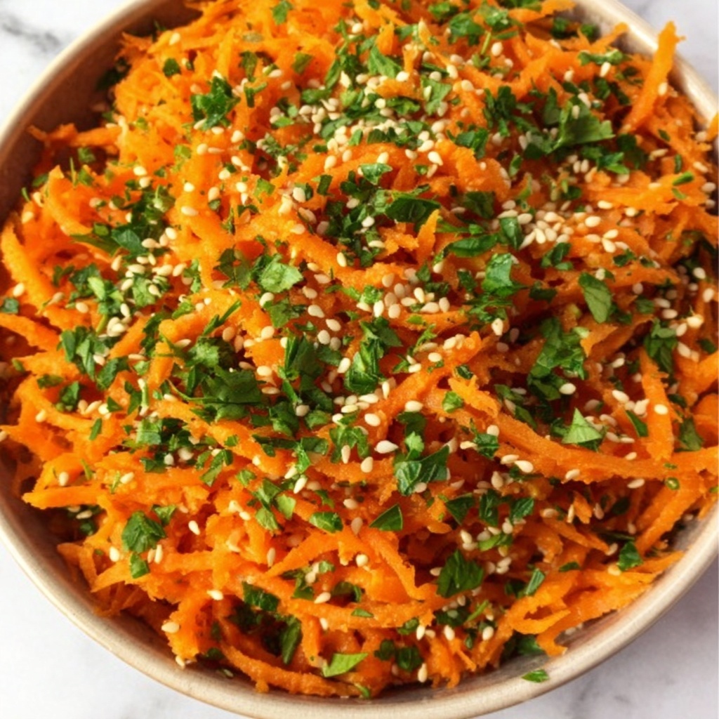 Fresh Carrot and Pine Nut Salad with Lemon-Mustard Dressing Recipe - Recipe Image