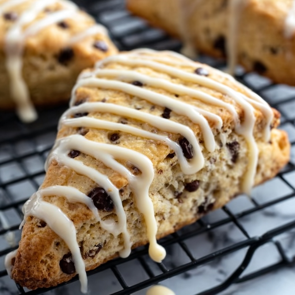 Banana Chocolate Chip Scones with Cinnamon Icing Recipe - Recipe Image