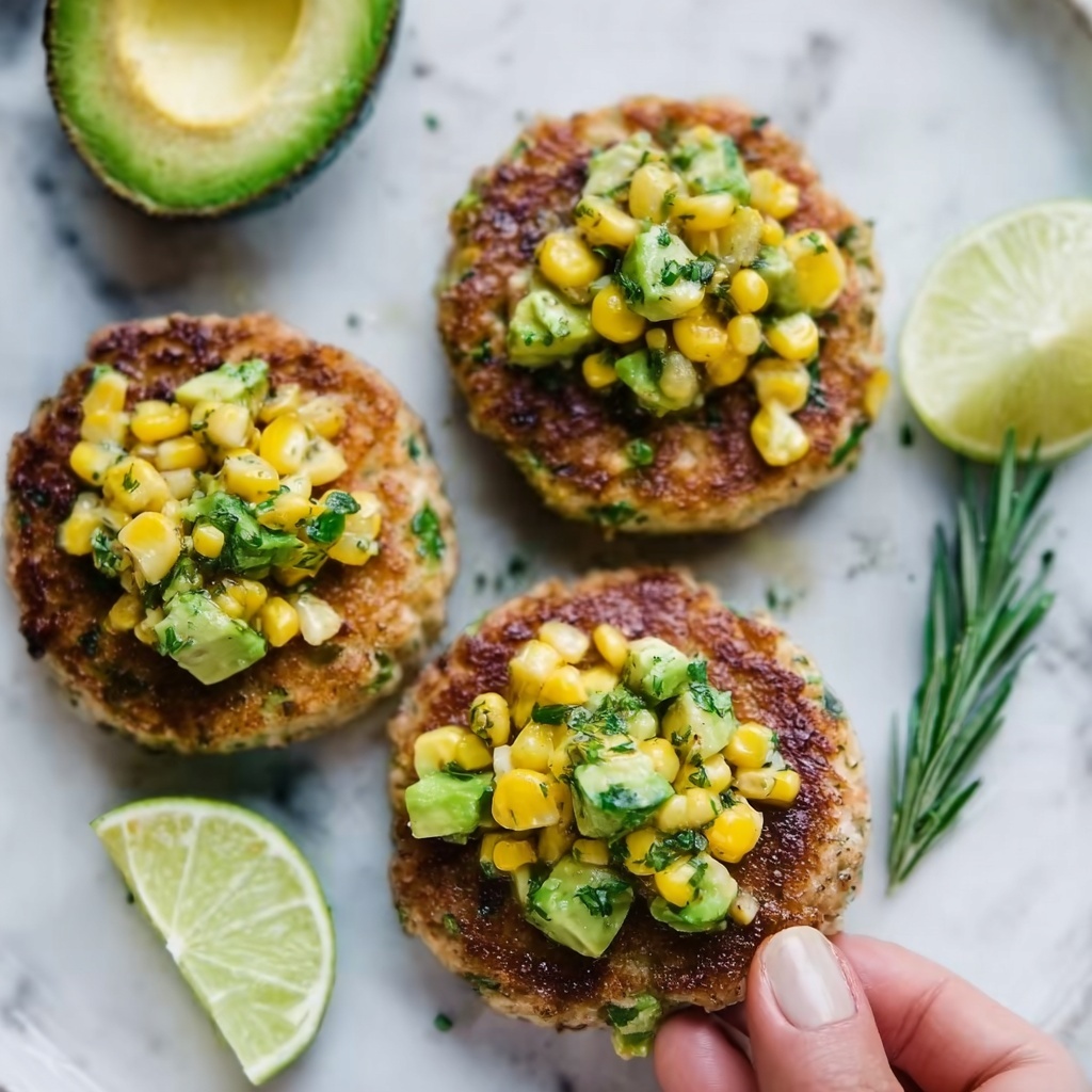 Chicken Burgers with Avocado Corn Salsa Recipe - Recipe Image