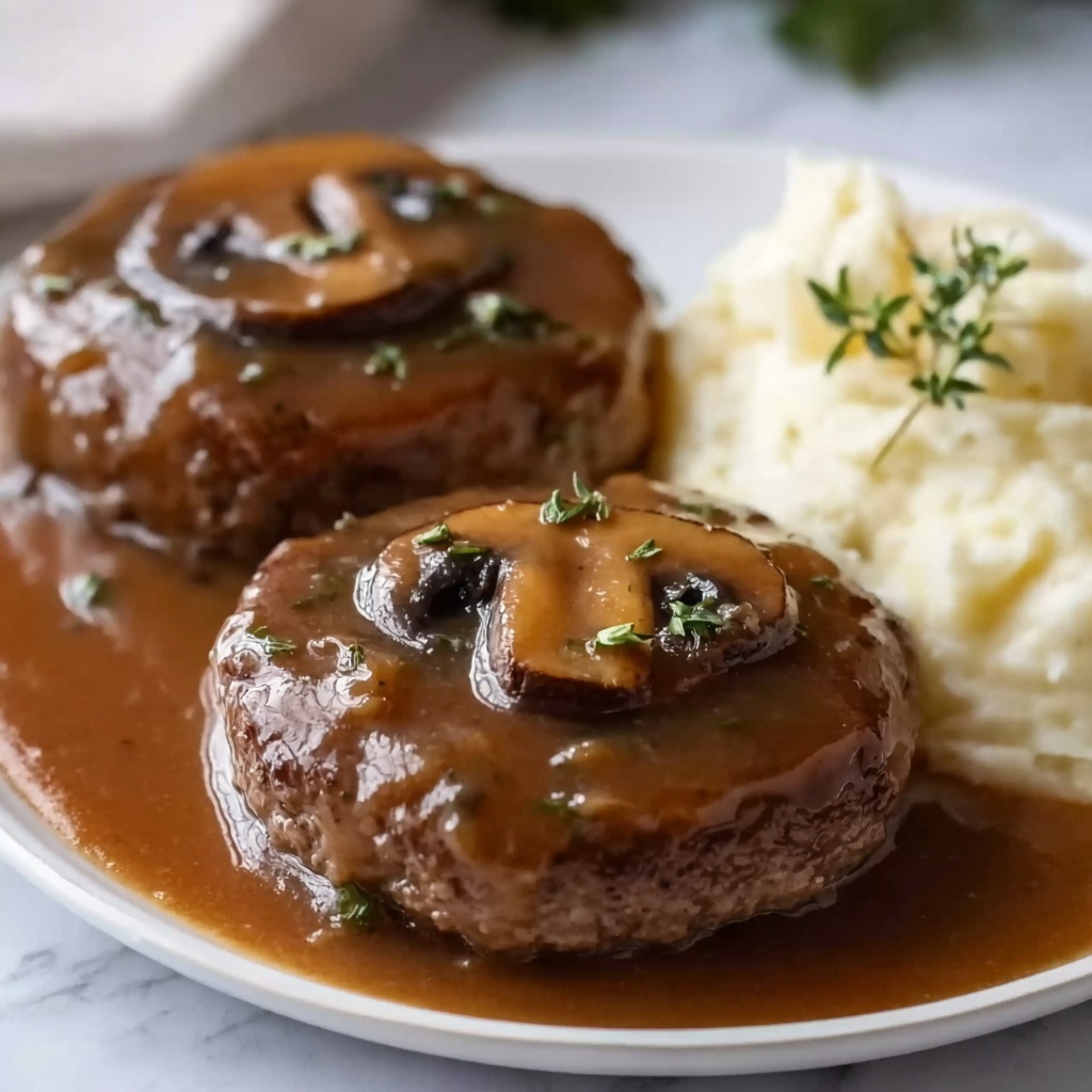 Hamburger Steaks with Onion Gravy Recipe - Recipe Image