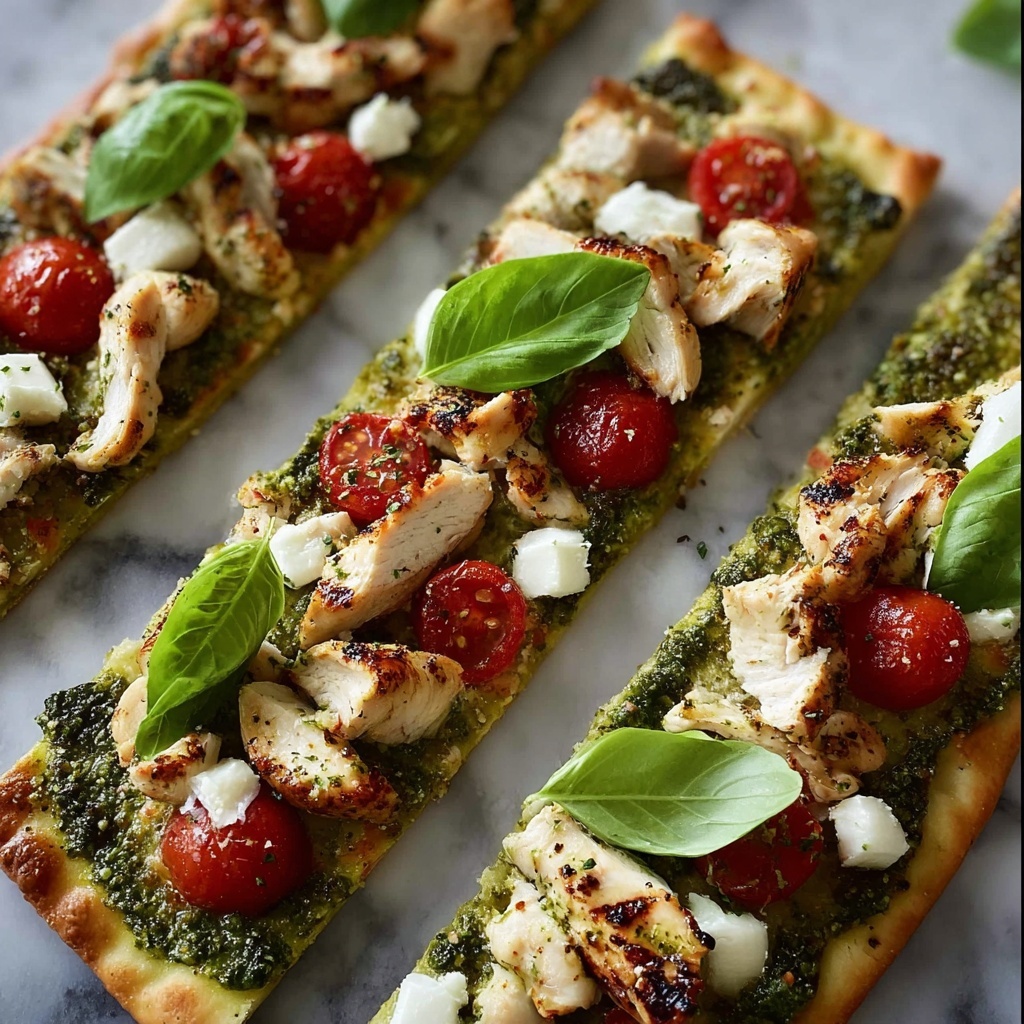 Easy Pesto Chicken Flatbread Recipe: Quick Dinner Idea! Recipe - Recipe Image
