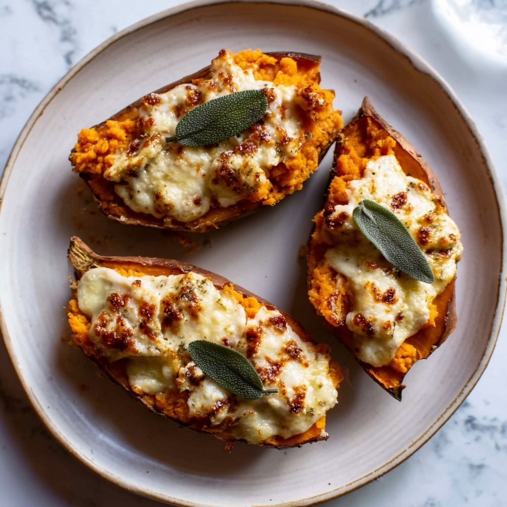Twice Baked Sweet Potatoes with Pumpkin and Crispy Sage Recipe - Recipe Image