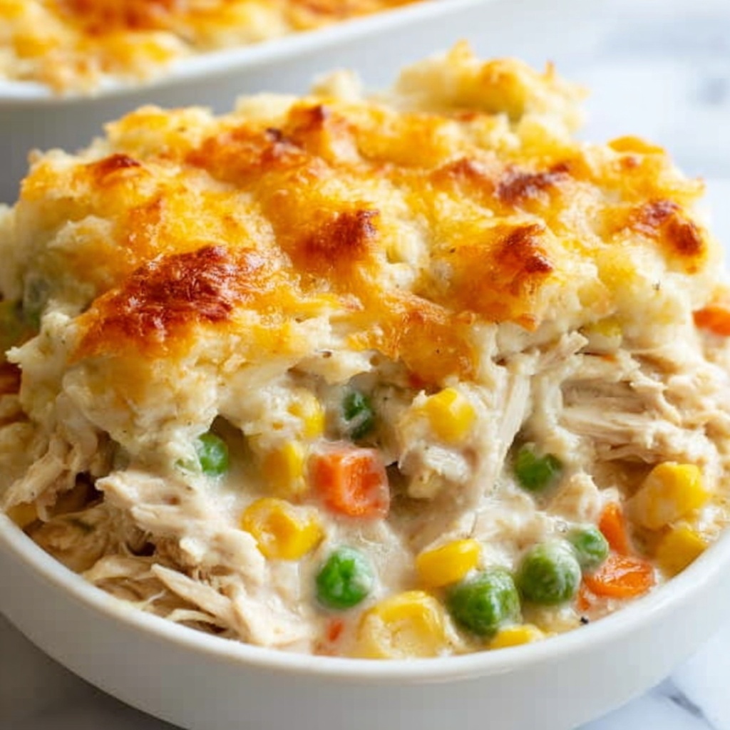 Easy Chicken Cobbler Dinner Casserole Recipe - Recipe Image