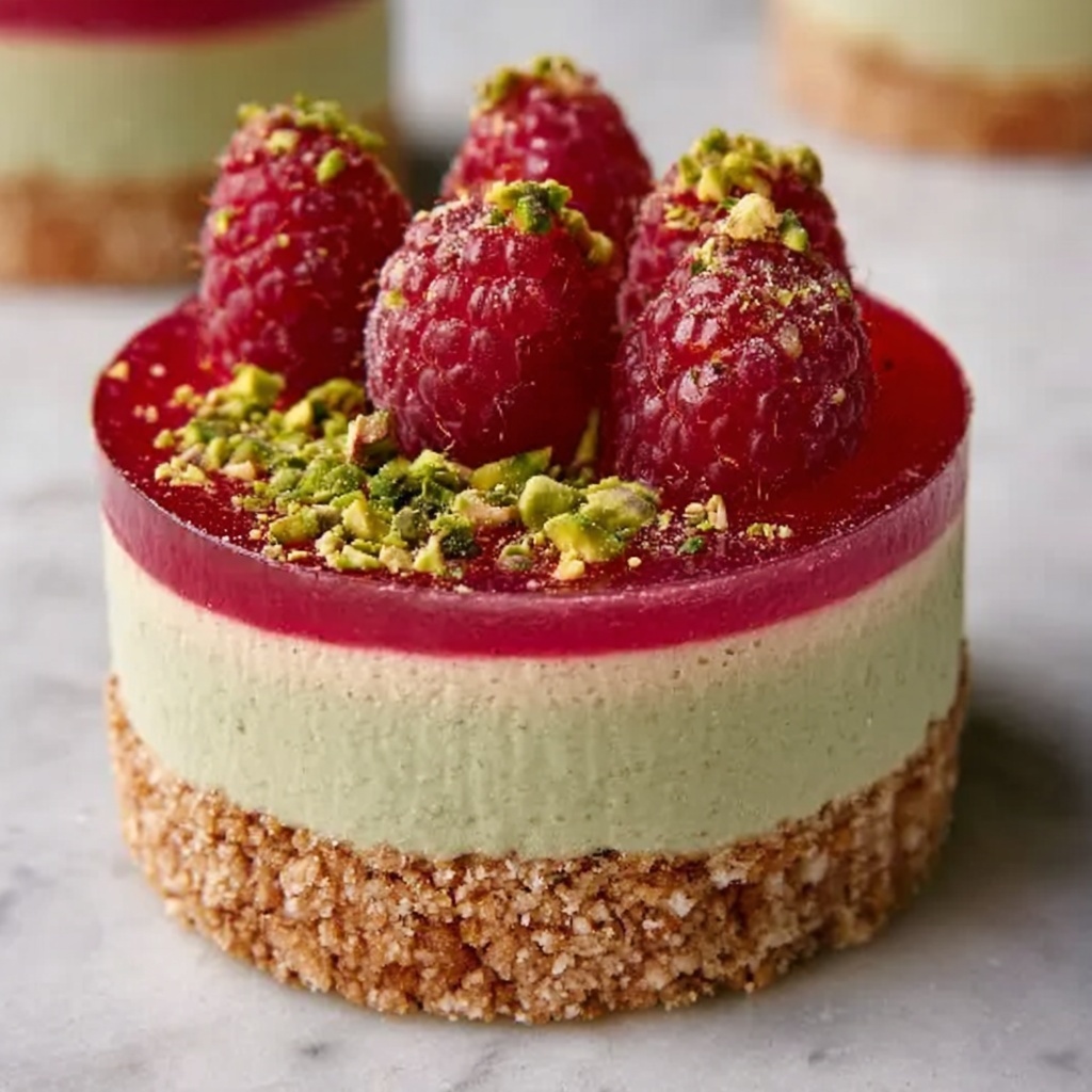 Raspberry Pistachio Mousse Cakes Recipe - Recipe Image