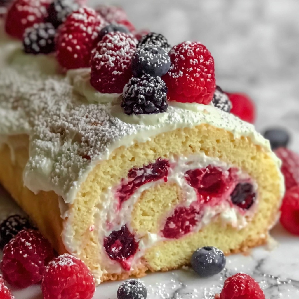 Raspberry Cream Roll Cake Recipe - Recipe Image