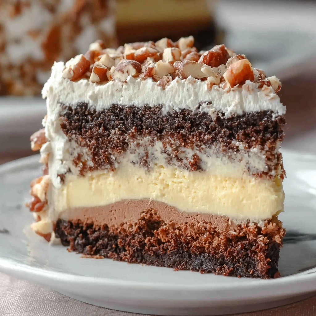 White German Chocolate Cake with a Cheesecake Center Recipe - Recipe Image