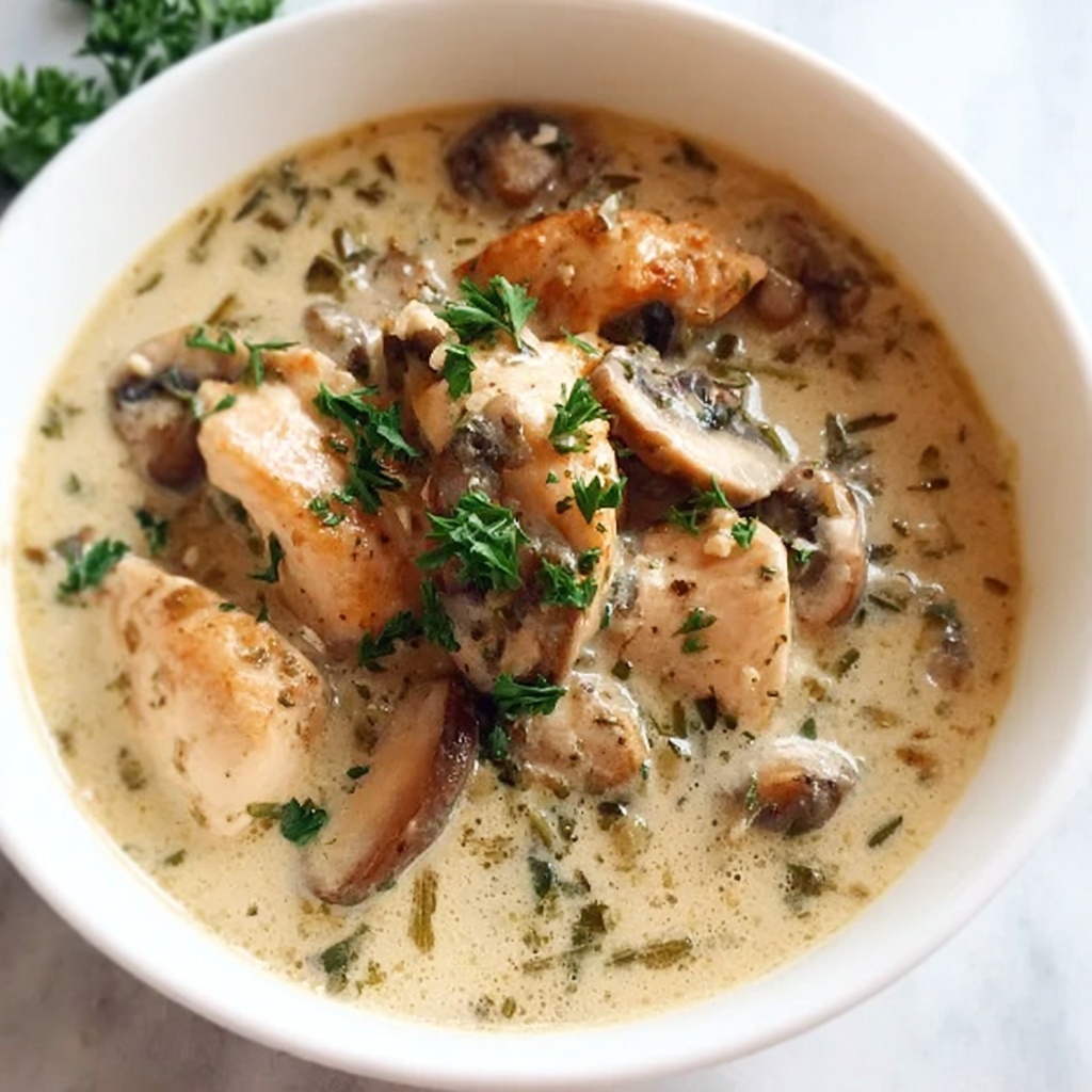 Creamy Mushroom Chicken and Wild Rice Soup Recipe - Recipe Image