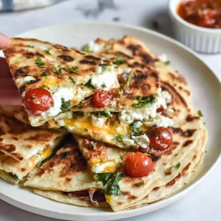 Mediterranean Quesadillas with Spinach, Feta, Mozzarella, and Red Onion Recipe
