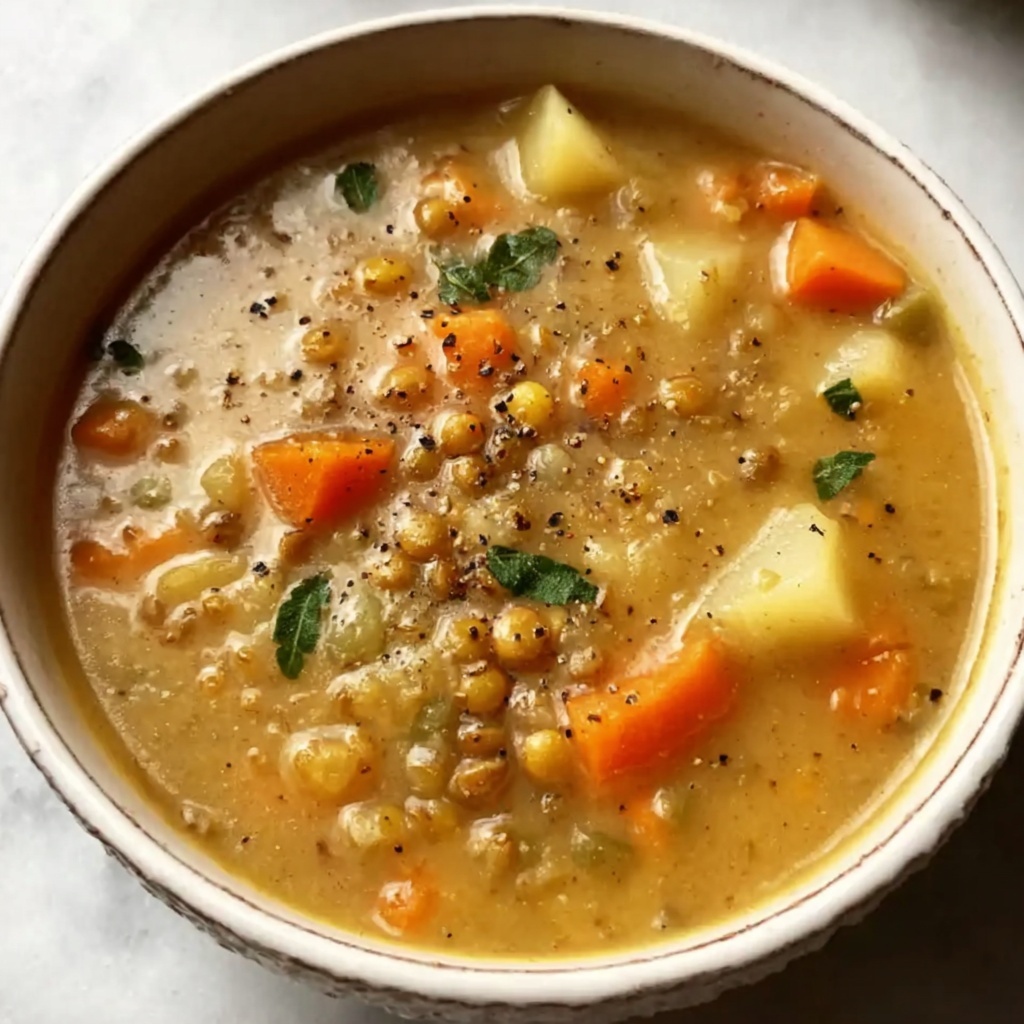 Vegetarian Lentil Soup with Cheddar and Sour Cream Recipe - Recipe Image