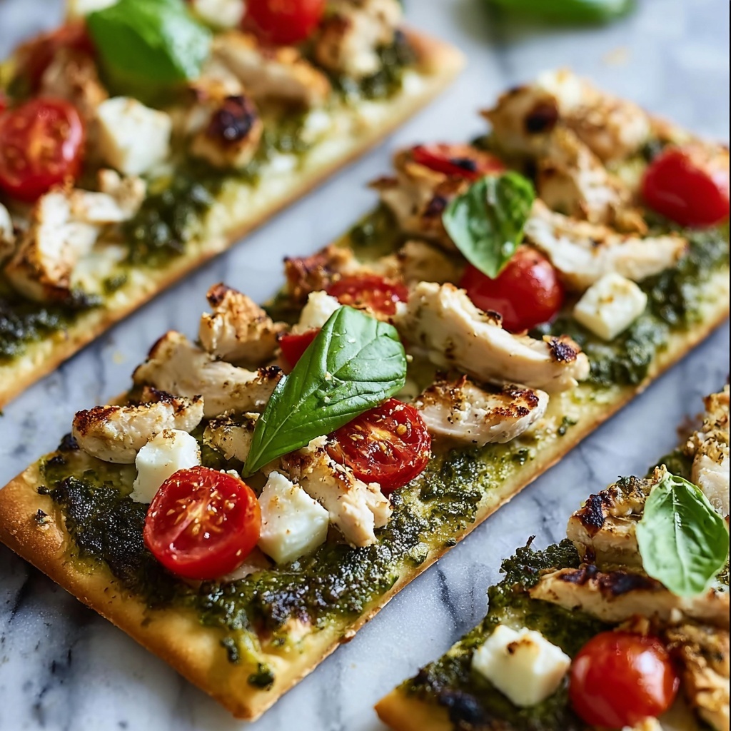 Easy Pesto Chicken Flatbread Recipe: Quick Dinner Idea! Recipe - Recipe Image