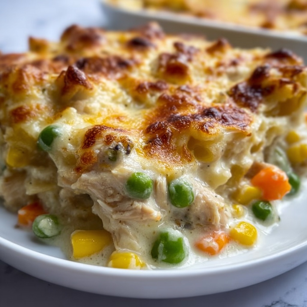 Easy Chicken Cobbler Dinner Casserole Recipe - Recipe Image