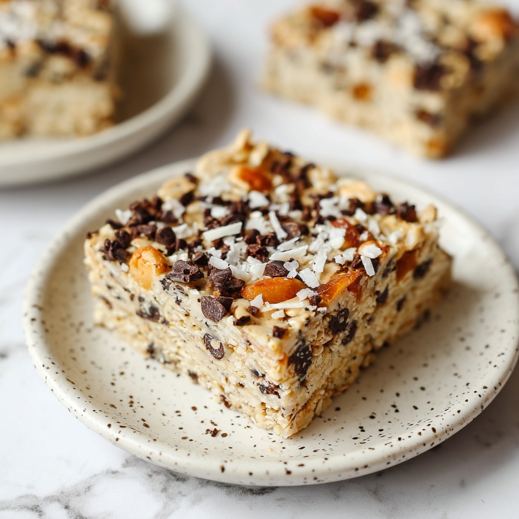 Baked Oatmeal Cake with Almonds, Chocolate Chips, and Coconut Recipe - Recipe Image
