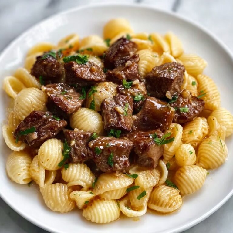Garlic Butter Steak Bites & Shell Pasta Recipe