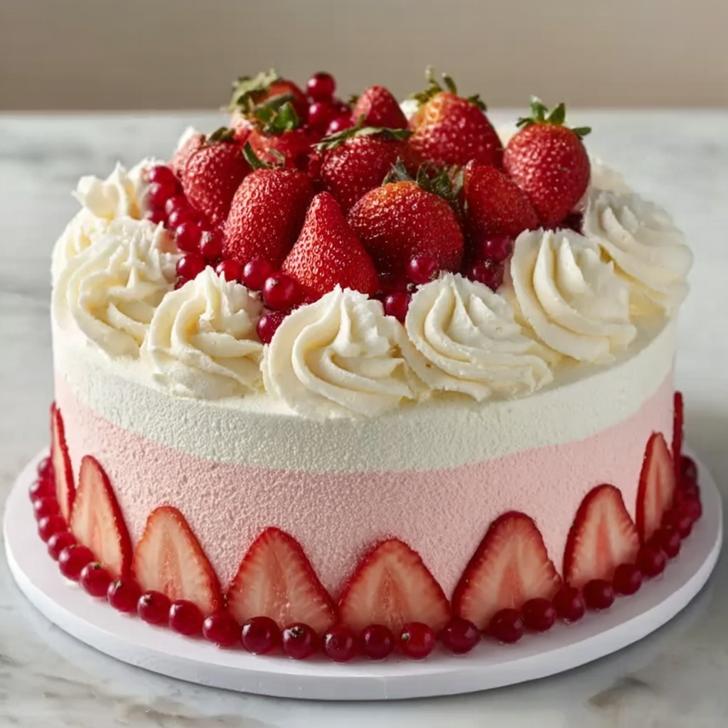 Vanilla Strawberry Ombre Cake Recipe - Recipe Image