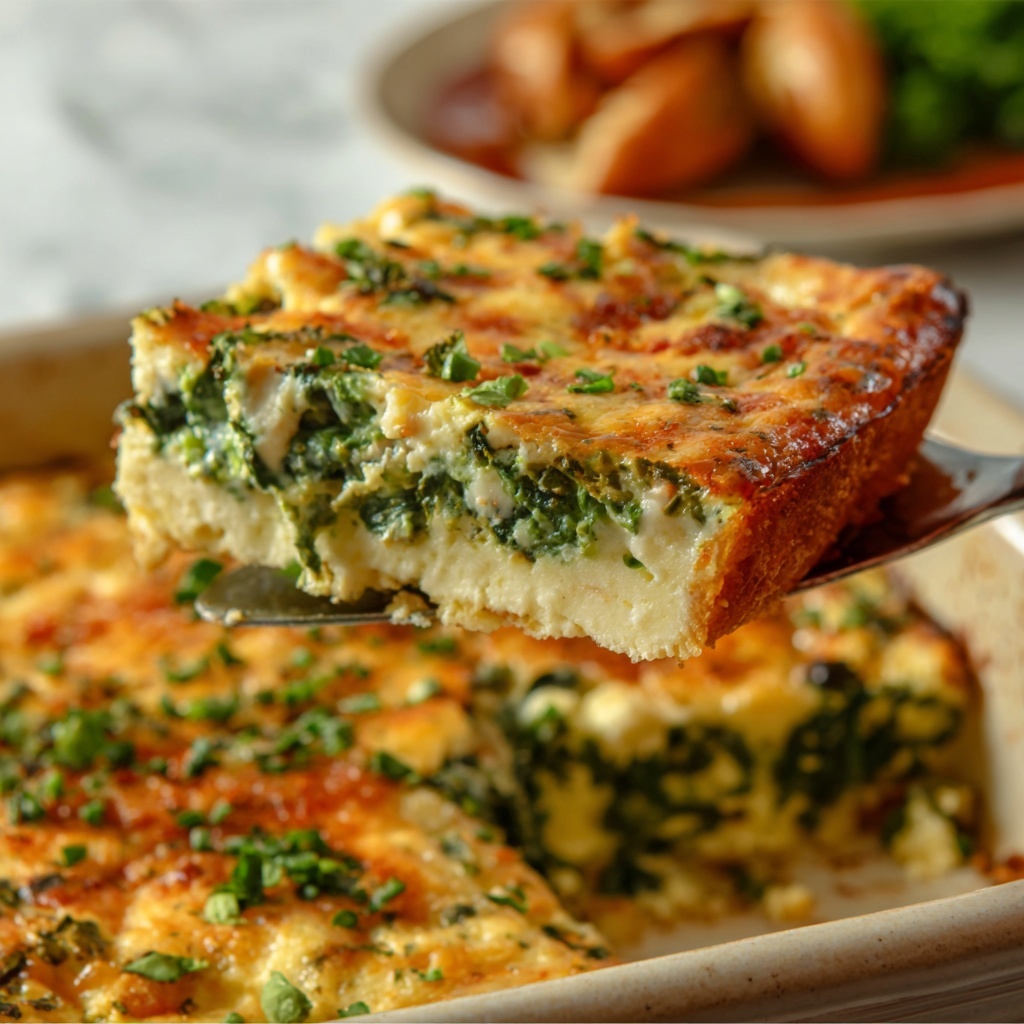 Baked Spinach and Cheese Egg Casserole Recipe - Recipe Image