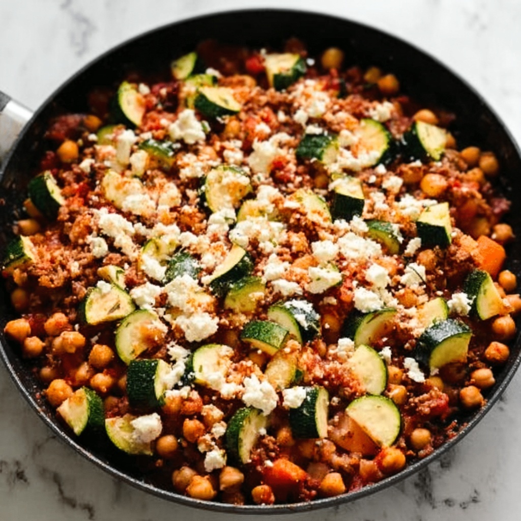 Ground Turkey, Zucchini, and Chickpea Skillet Recipe - Recipe Image