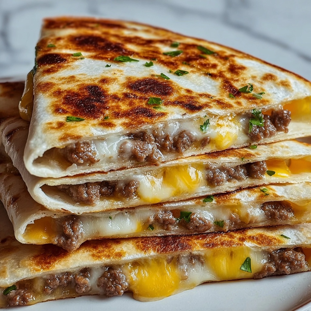 Blackstone Cheeseburger Quesadilla Recipe - Recipe Image