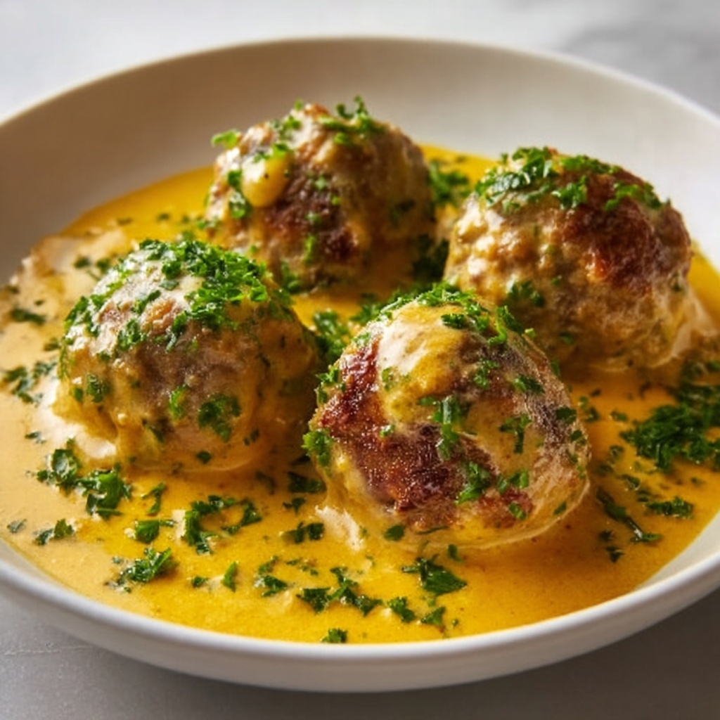 Vegan Lentil Dumplings in Curry Sauce Recipe - Recipe Image