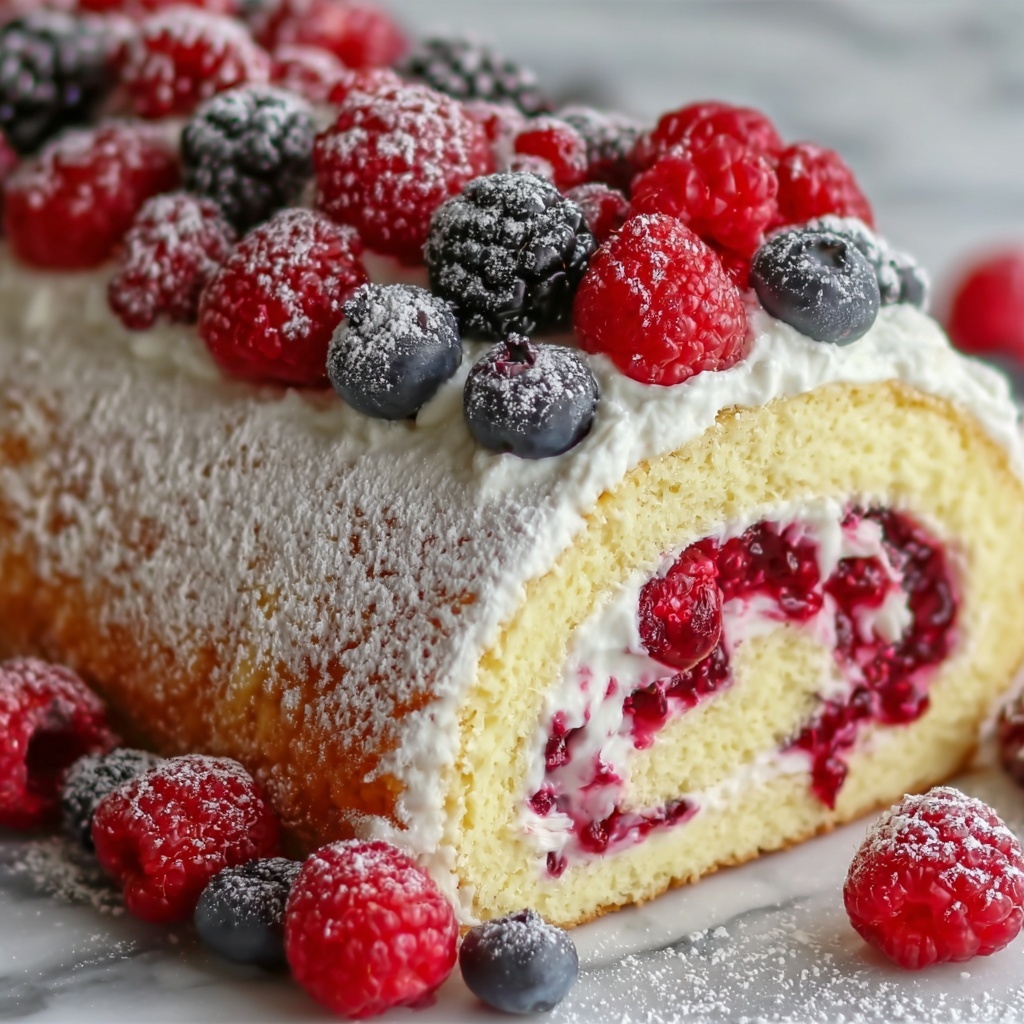 Raspberry Cream Roll Cake Recipe - Recipe Image