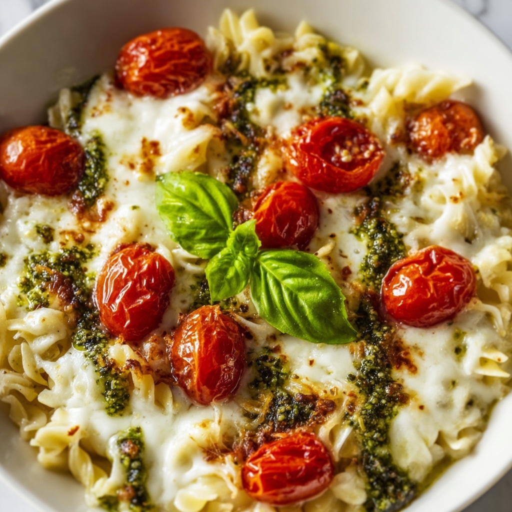 One Pan Caprese Pesto Orzo Bake Recipe - Recipe Image