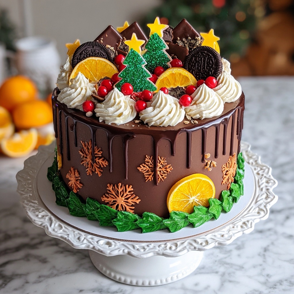 Festive Chocolate Orange Christmas Cake Recipe - Recipe Image