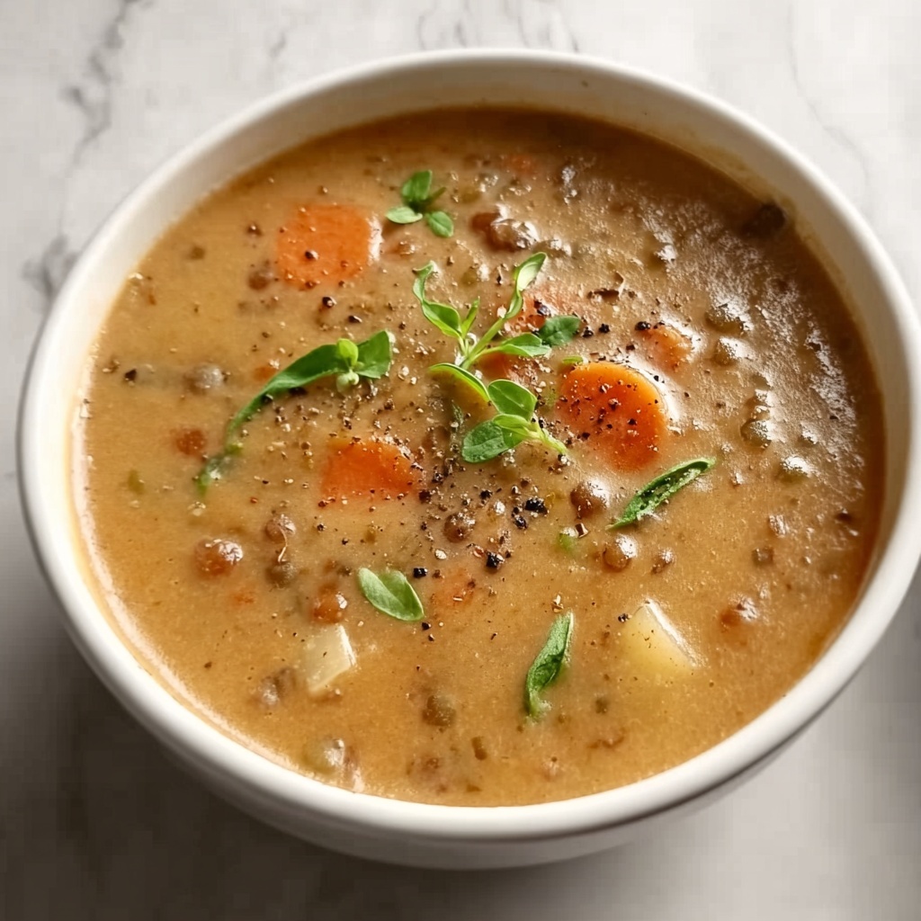 Vegetarian Lentil Soup with Cheddar and Sour Cream Recipe - Recipe Image