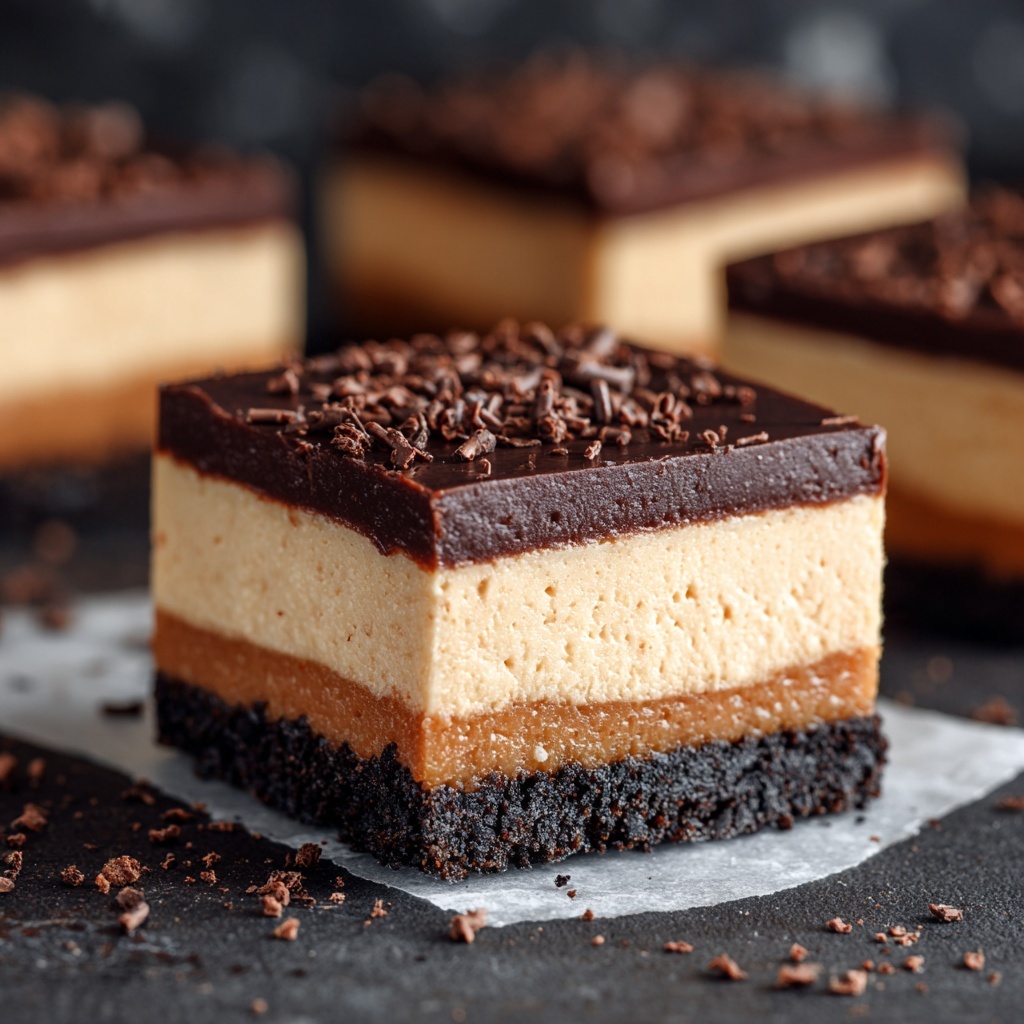 Chocolate Peanut Butter Cheesecake Bars Recipe - Recipe Image