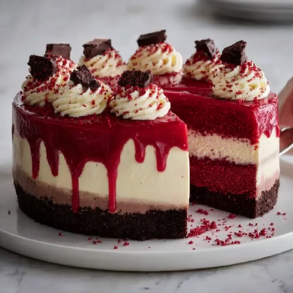 Decadent Red Velvet Cheesecake Layer Cake Recipe - Recipe Image