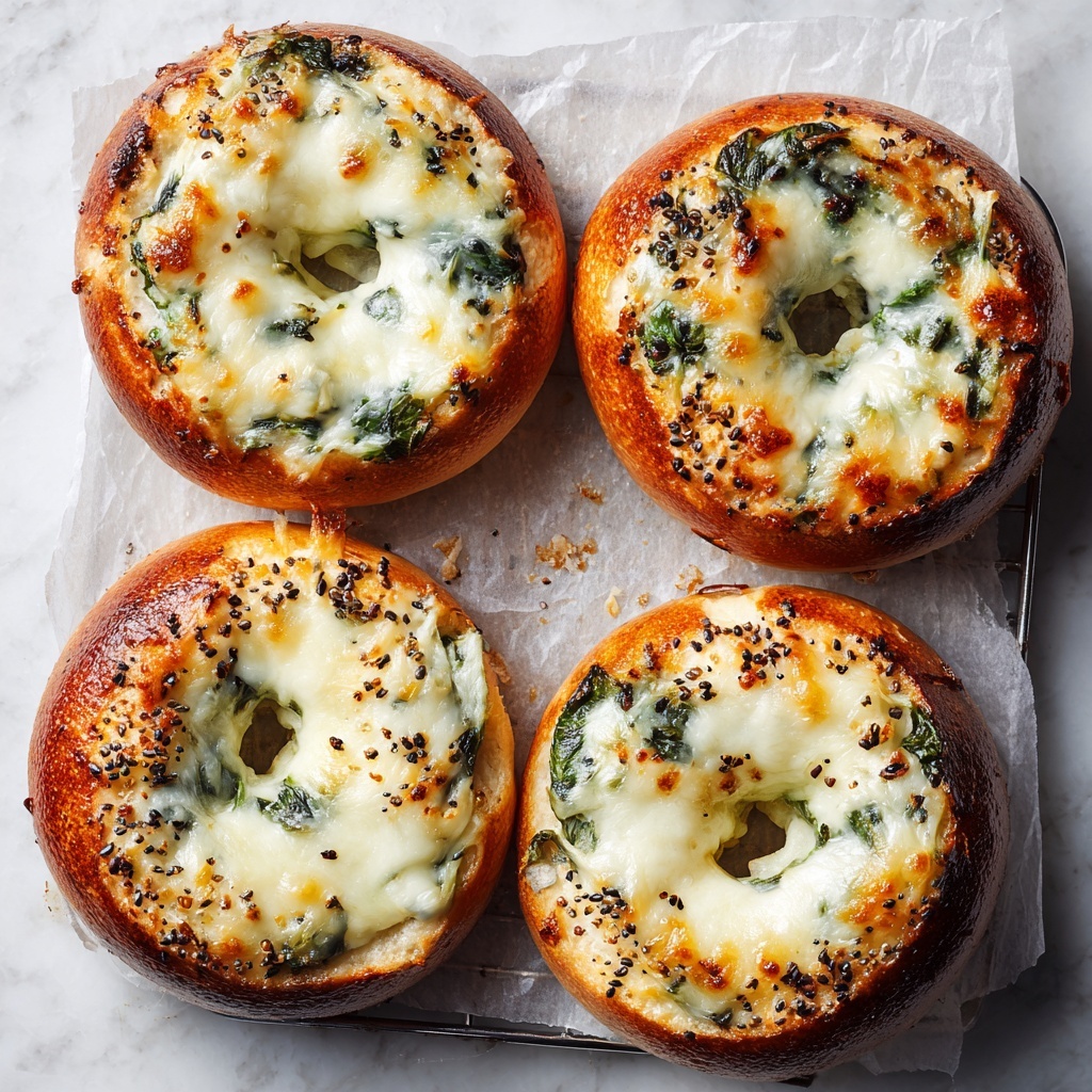 Cheesy Spinach-Artichoke Bagels Recipe - Recipe Image