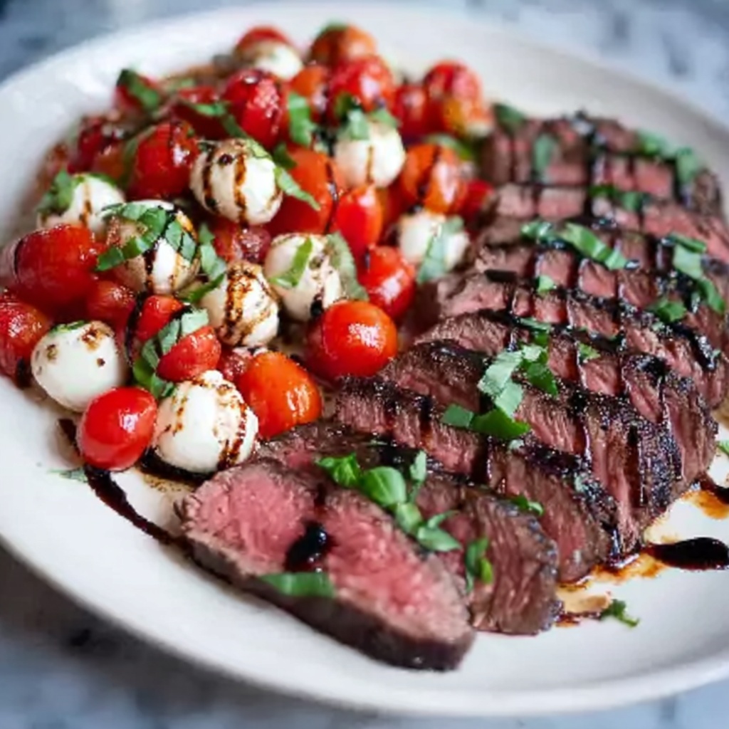 Balsamic Caprese Grilled Flank Steak Recipe - Recipe Image