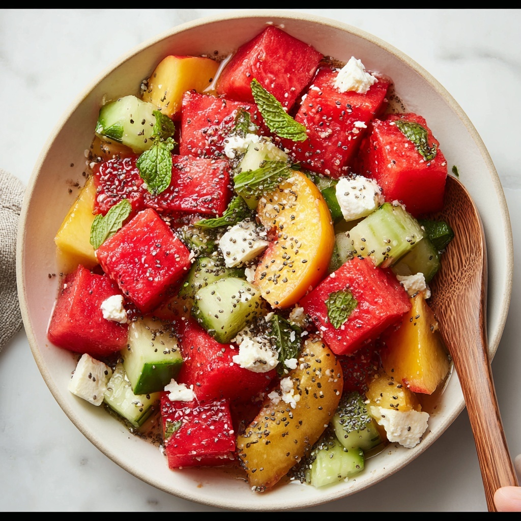 Summer Peach Watermelon Salad Recipe - Recipe Image