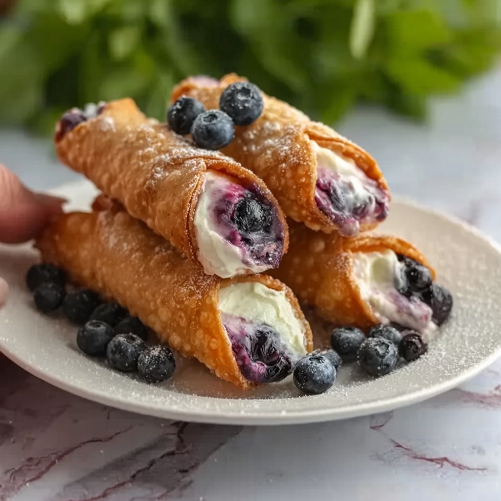 Blueberry Cream Cheese Egg Rolls: A Sweet and Crispy Dessert Twist Recipe - Recipe Image