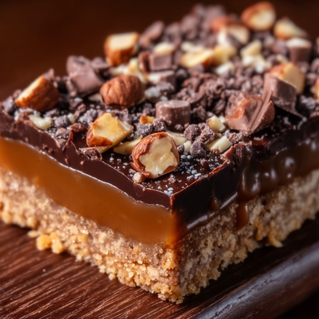 Caramel Chocolate Crunch Bars Recipe - Recipe Image