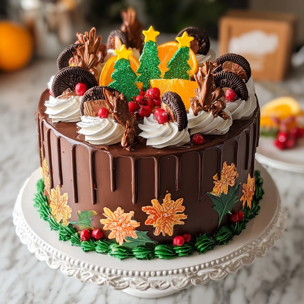 Festive Chocolate Orange Christmas Cake Recipe - Recipe Image