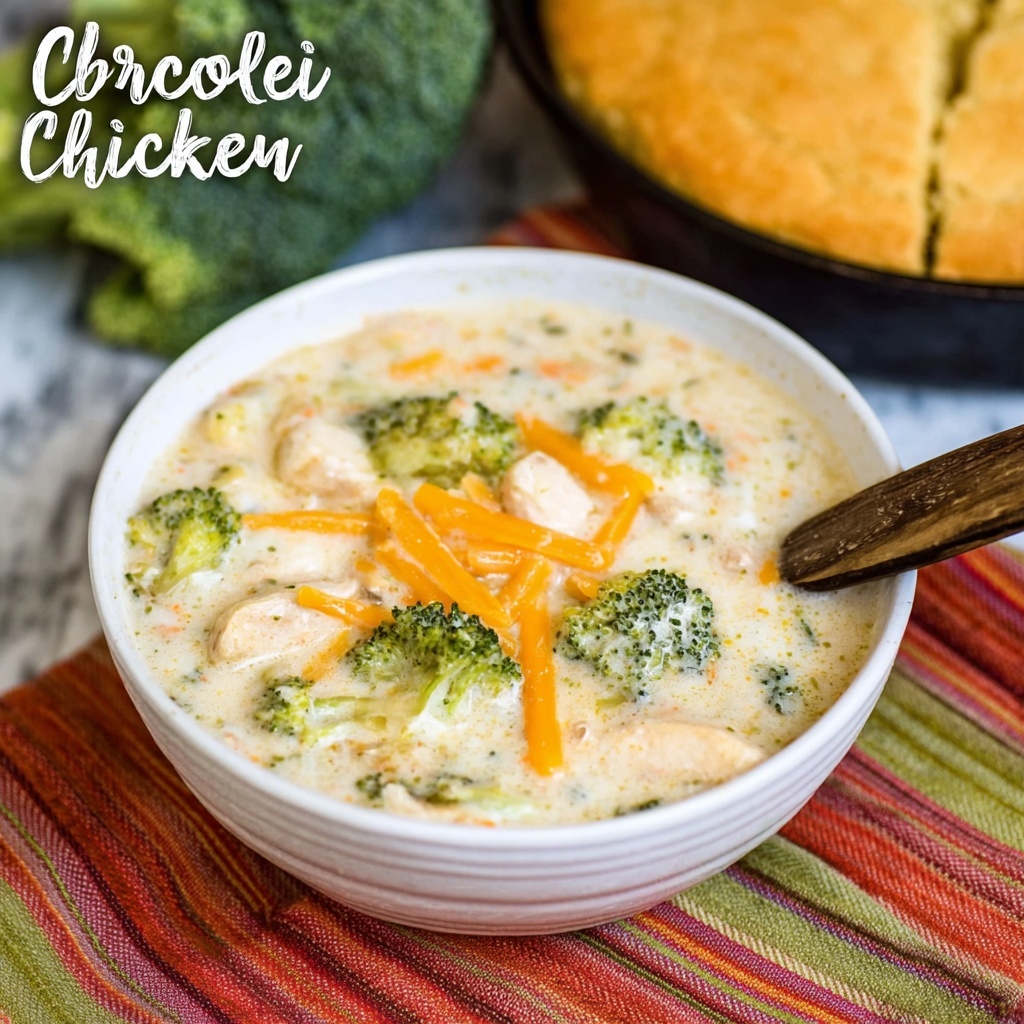 Creamy Chicken Broccoli Cheese Soup with Rice Recipe - Recipe Image