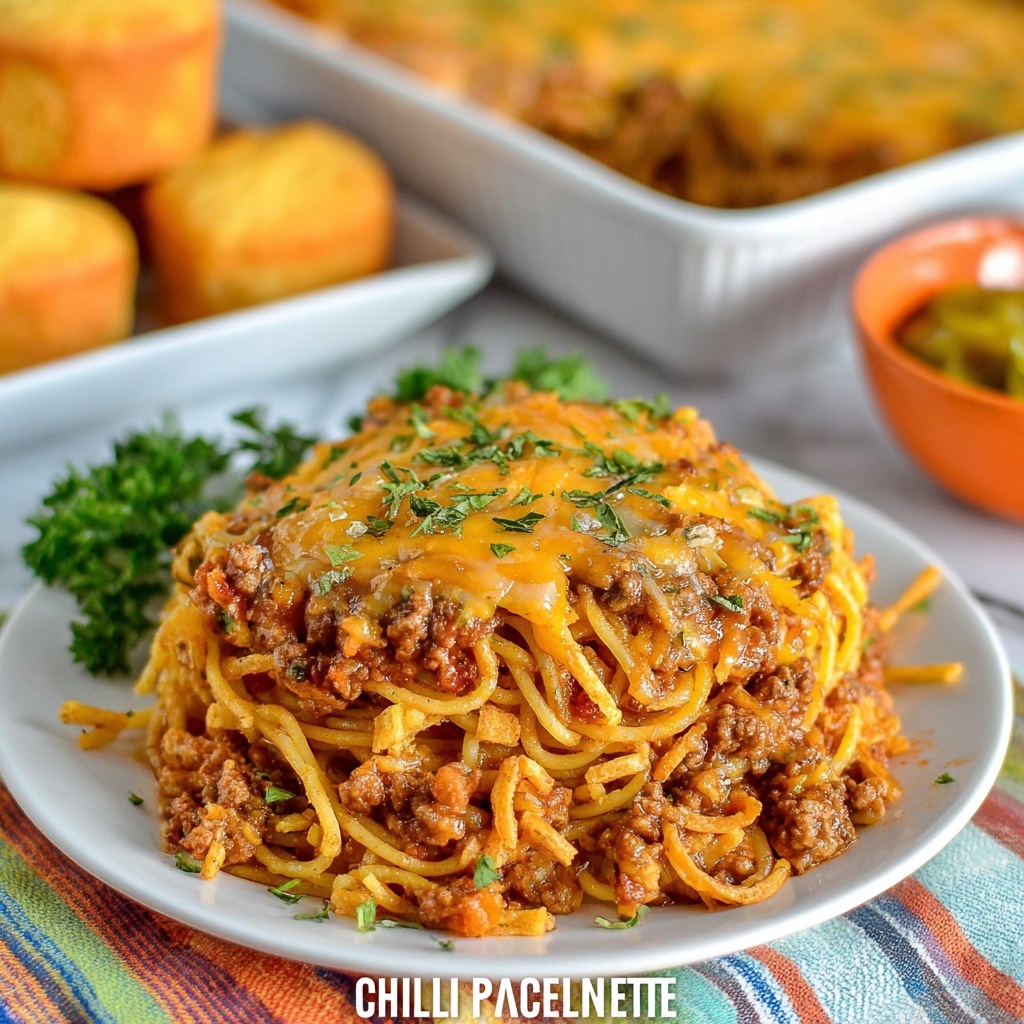 Chili Spaghetti Casserole Recipe - Recipe Image