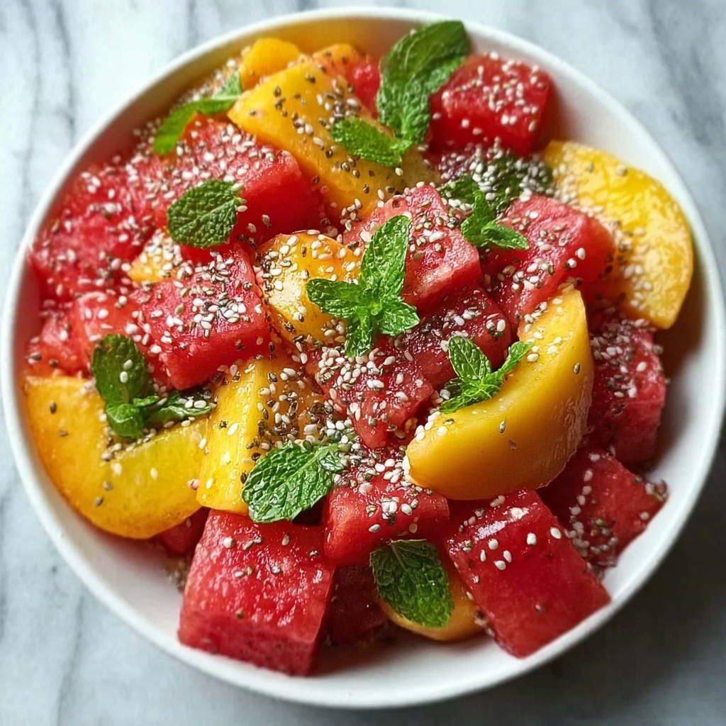 Peach Watermelon Salad with Fresh Herbs and Feta Recipe - Recipe Image