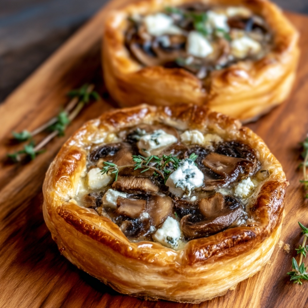 Mushroom Shallot and Herbed Goat Cheese Tarts Recipe - Recipe Image
