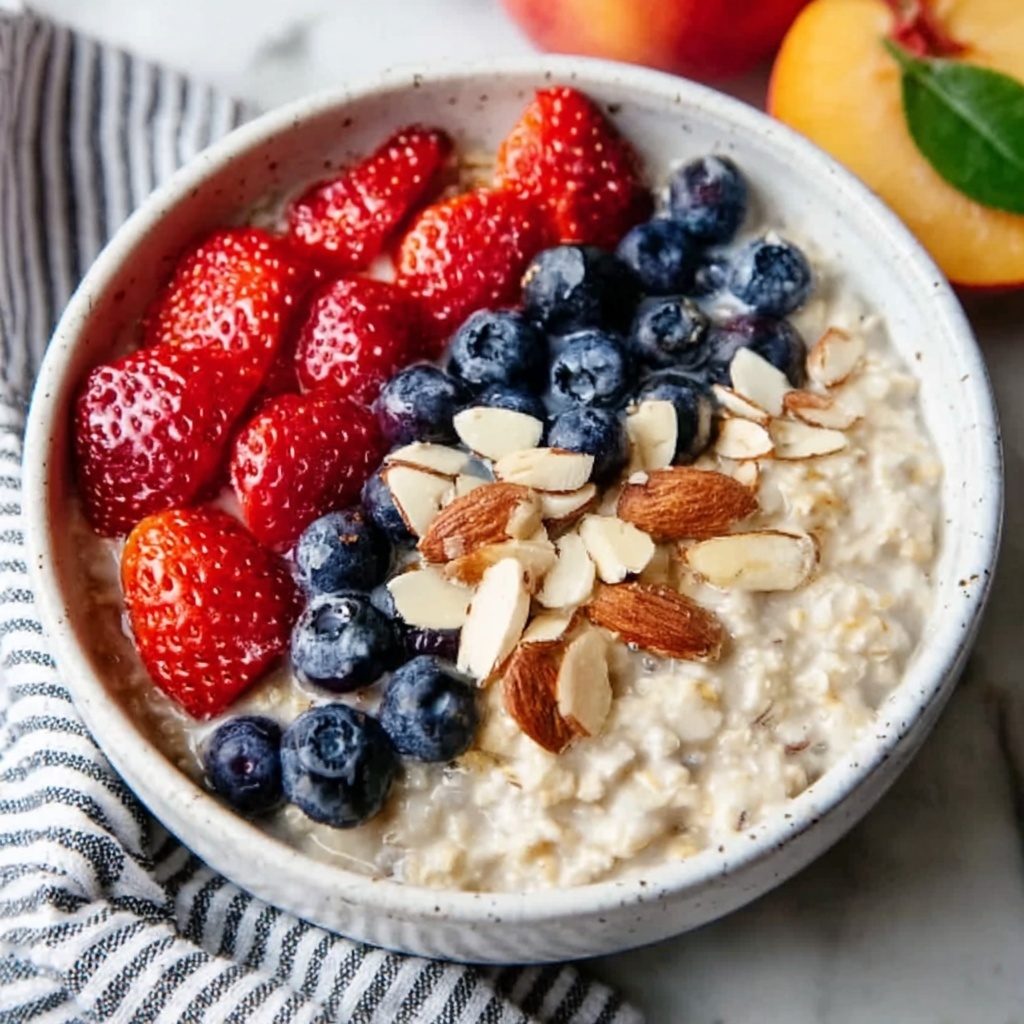 Creamy Cinnamon Oatmeal Bowl with Maple Syrup and Toppings Recipe - Recipe Image
