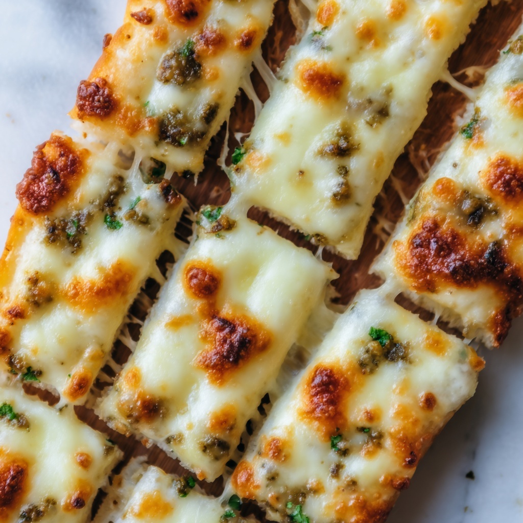 Cheesy Pesto Garlic Bread Recipe - Recipe Image