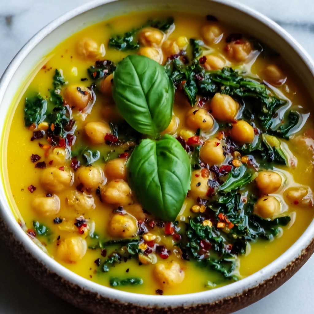 Turmeric Soup with Chickpeas, Orzo, and Spinach Recipe - Recipe Image
