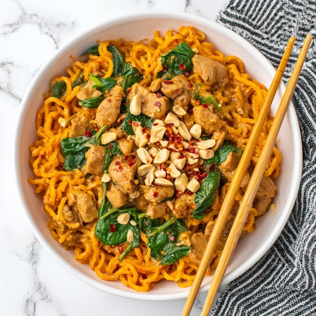Sweet & Spicy Hot Chili Chicken Noodles with Basil Recipe - Recipe Image