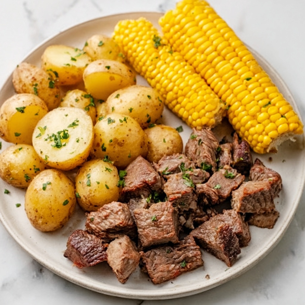 Slow Cooker Steak, Potatoes, and Corn Recipe - Recipe Image