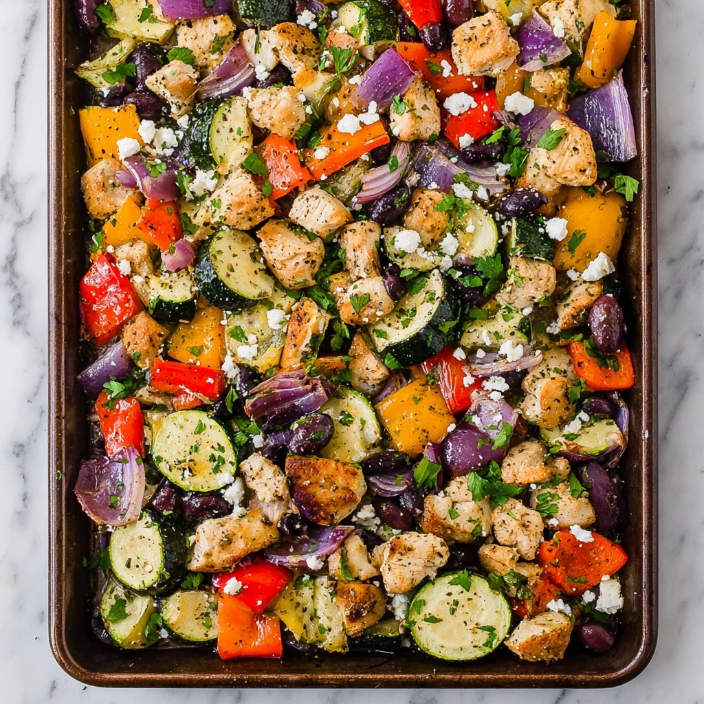 Greek Chicken Sheet Pan Dinner with Feta Yogurt Sauce Recipe - Recipe Image