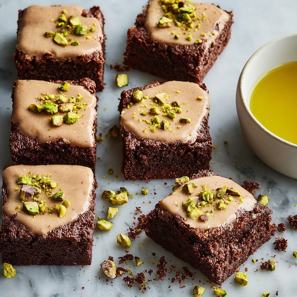 Decadent Pistachio Brownies with Pistachio White Chocolate Ganache Recipe - Recipe Image
