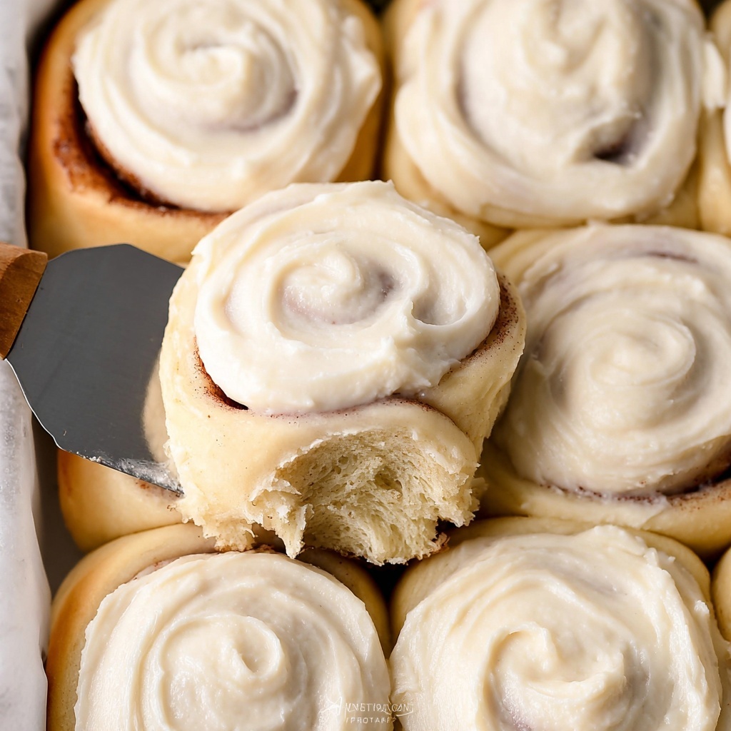Homemade Cinnamon Rolls with Maple Cream Cheese Frosting Recipe - Recipe Image